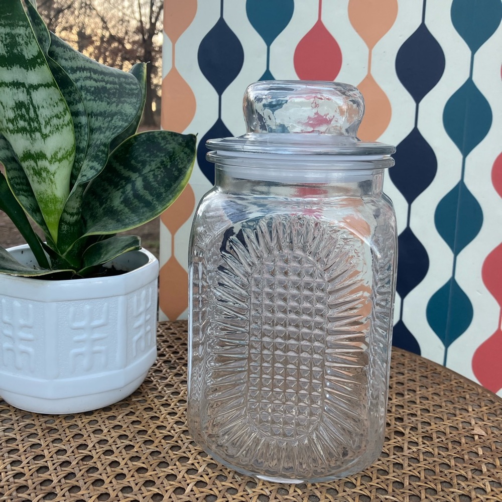 Anchor Hocking Pressed Glass Sunflower Canister 9"